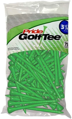 Pride Sports Wood Golf Tees 3.25" -Golf Sports Shop Classic Wood Tee 3.25 75 count Green