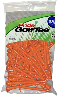 Pride Sports Wood Golf Tees 3.25" -Golf Sports Shop Classic Wood Tee 3.25 75 count Orange