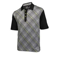 Ogio Grid Golf Polo Shirts -Golf Sports Shop Grid White Black Electric