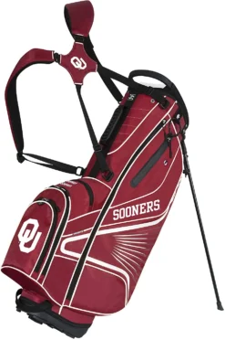 NCAA Collegiate The Gridiron III Team Effort Stand Bag -Golf Sports Shop Gridiron III Stand Bag Oklahoma Sooners