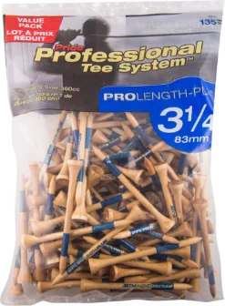 Pride Professional Tee System ProLength Golf Tees -Golf Sports Shop PTS ProLength Natural Wood Blue 3.25 135ct