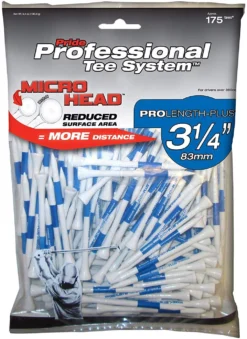 Pride Professional Tee System ProLength Golf Tees -Golf Sports Shop PTS ProLength White Blue 3.25 135ct Micro Head