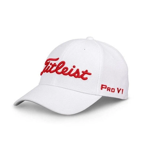 Titleist Golf Tour Elite Fitted Hat - White/Red 1 Titleist Golf Tour Elite Fitted Hat - White/Red