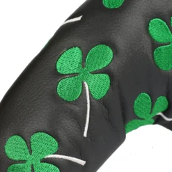 Volf Golf Black Synthetic Leather Shamrock Putter Cover -Golf Sports Shop VolfGolfHeadcovers BlackShamrockBladePutter5
