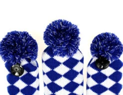 Volf Golf Knit Blue White Diamond Headcover Set -Golf Sports Shop VolfGolfHeadcovers KnitBlueSet4