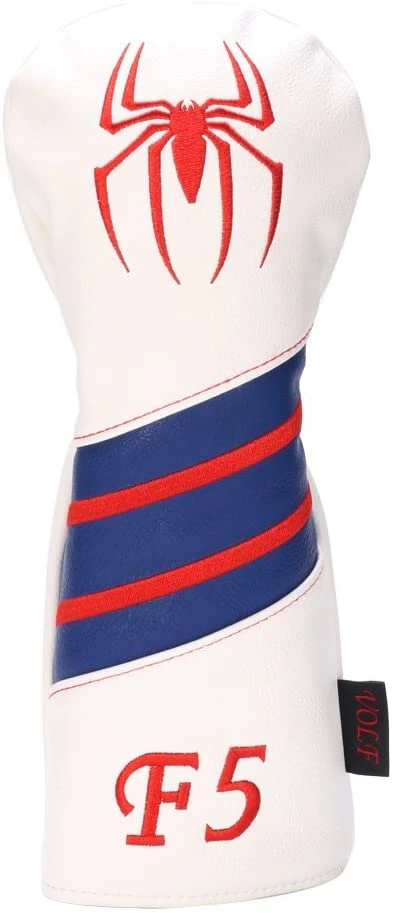 Volf Golf Red White Blue Leather Spider Headcovers 4 Volf Golf Red White Blue Leather Spider Headcovers - Image 4