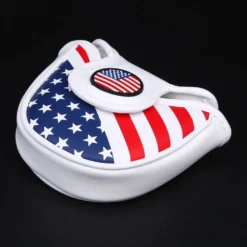 Volf Golf Red White Blue Synthetic Leather USA Mallet Putter Cover -Golf Sports Shop VolfGolfHeadcovers USAMalletPutter3
