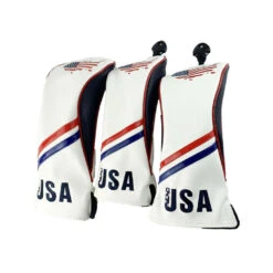 Volf Golf Red White Blue Leather USA Headcovers 19 Volf Golf Red White Blue Leather USA Headcovers -Golf Sports Shop VolfGolfHeadcovers USASET1