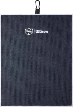 Wilson Staff Microfiber Trifold Golf Towel 16" X 21" Black -Golf Sports Shop WIlsonTriFoldTowelBlack 2