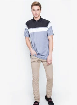 Callaway Jack Nicklaus Black Label By Perry Ellis Yarn Dyed Color Block Polo Shirts -Golf Sports Shop YarnDyedColorBlockPolo CaviarBlack4