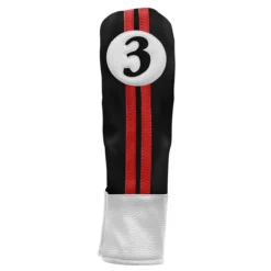Sahara Retro Vintage #3 Fairway Wood Headcovers -Golf Sports Shop fw 3 hc black red