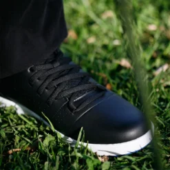 Orlimar Men's Spikeless Golf Shoes 14 Orlimar Men's Spikeless Golf Shoes -Golf Sports Shop orlimar black front closeup 1